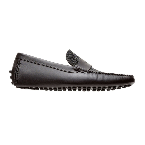 Mocasín driver negro con antifaz  en piel de mantarraya y vacuno - Image 3