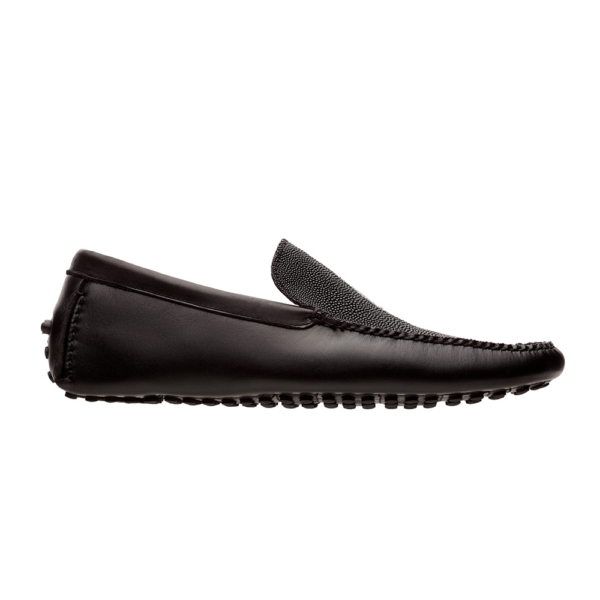 Mocasín driver negro con piel de mantarraya ojo y vacuno - Image 3