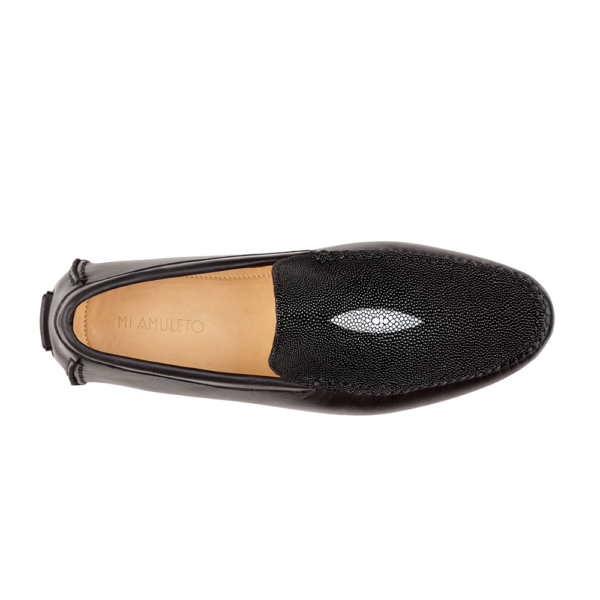 Mocasín driver negro con piel de mantarraya ojo y vacuno - Image 2