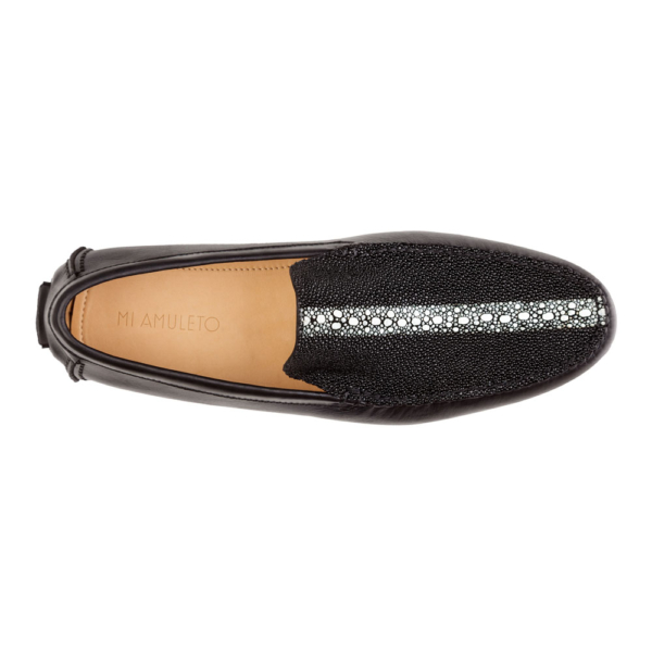 Mocasín driver negro con piel de mantarraya reyna y vacuno - Image 2