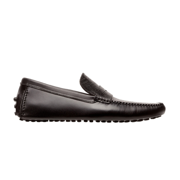 Mocasín Negro con antifaz en piel pata de avestruz y vacuno - Image 3