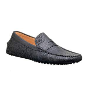 Mocasín driver negro con antifaz en piel de tiburón completo