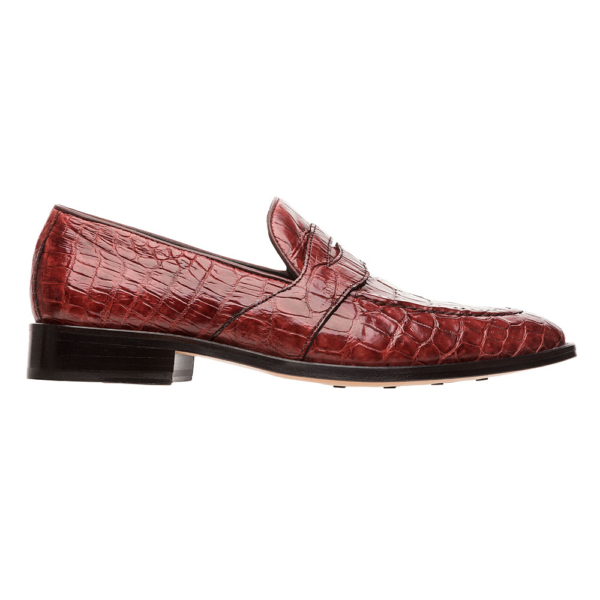 Mocasín tinto de antifaz con bordo en piel de cocodrilo completo - Image 3