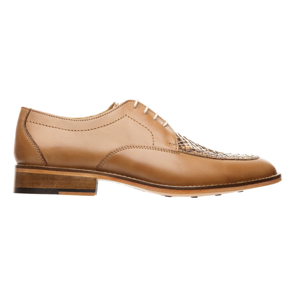 Blucher beige-café de floreta en pitón y vacuno - Image 3