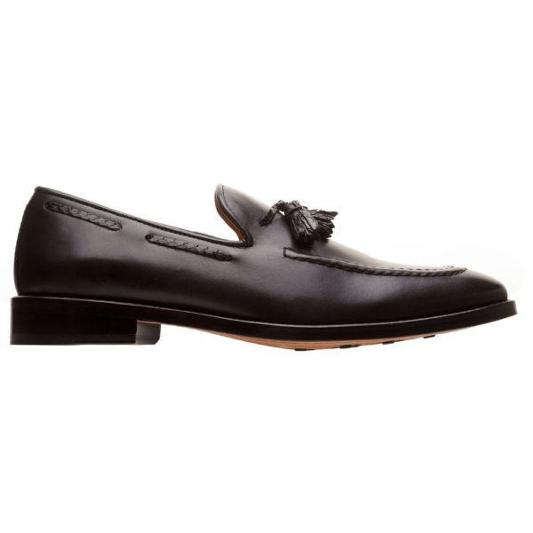 Mocasín negro de motas, tiras y bordo en pitón y vacuno - Image 3