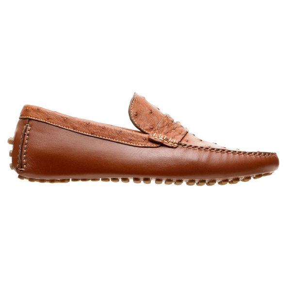 Mocasín chedrón con antifaz en piel de avestruz y vacuno - Image 3