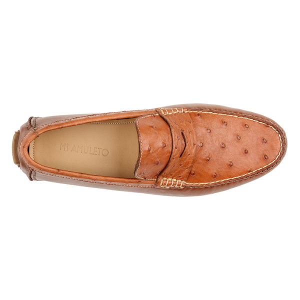 Mocasín chedrón con antifaz en piel de avestruz y vacuno - Image 2