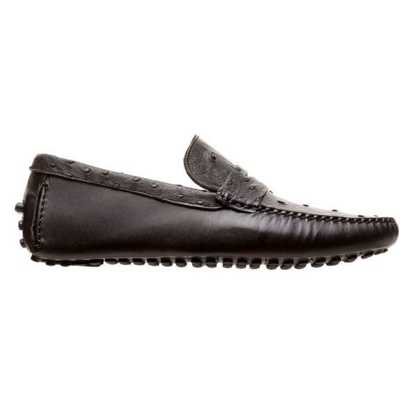Mocasín Negro con antifaz en piel de avestruz y vacuno - Image 3