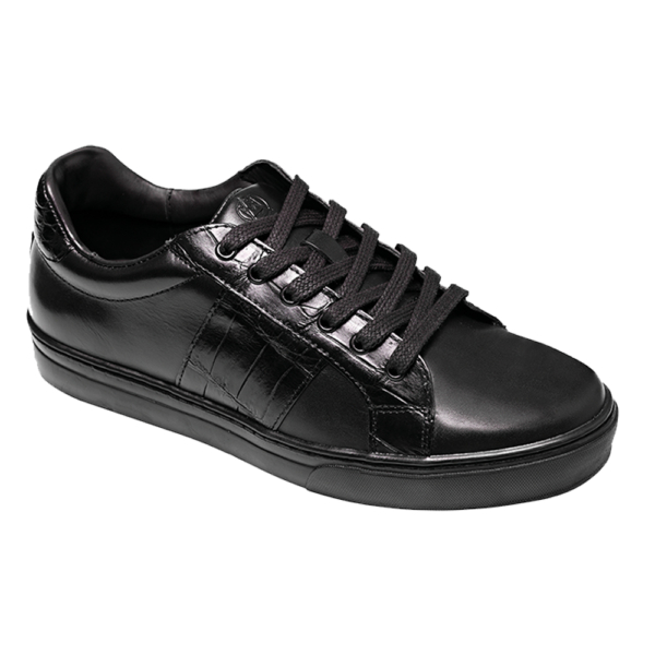 Tenis Choclo Negro con franja lateral con Cocodrilo y vacuno
