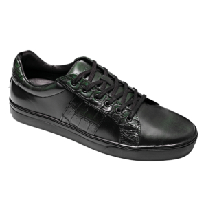 Tenis Choclo Verde botella con franja lateral con Cocodrilo y vacuno