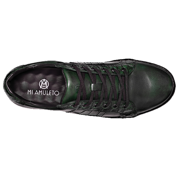 Tenis Choclo Verde botella con franja lateral con Cocodrilo y vacuno - Image 3