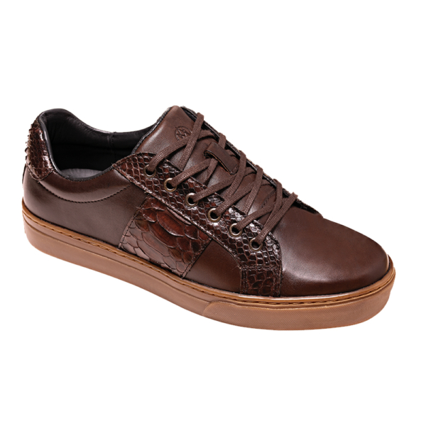 Tenis Choclo Café con franja lateral con Piton y vacuno
